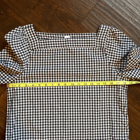 GAP gingham check square neck ruffled tie sleeve top size XS - Picture 6 of 8